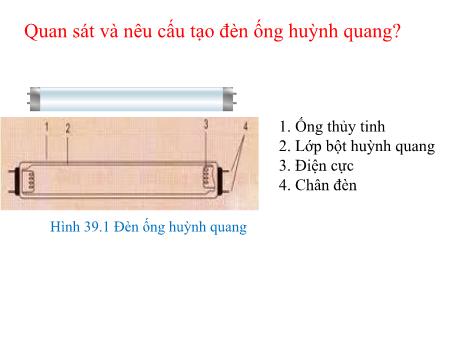 Bài giảng Công nghệ Lớp 8 - Bài 39: Đèn huỳnh quang