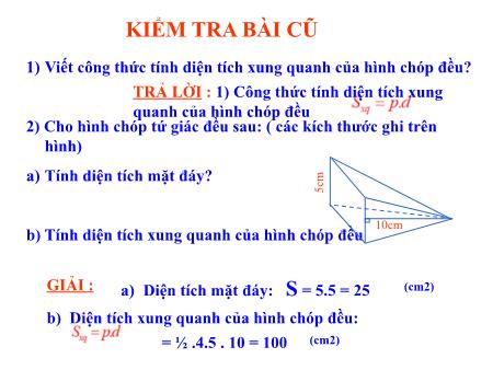 Bài giảng Hình học Lớp 8 - Tiết 66: Thể tích của hình chóp