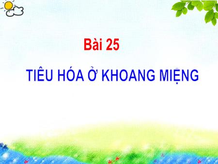 Bài giảng Sinh học Lớp 8 - Bài 25: Tiêu hóa ở khoang miệng
