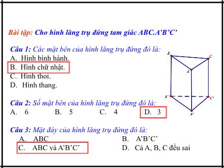 Bài giảng Toán Lớp 8 - Bài 5: Diện tích xung quanh của hình lăng trụ đứng